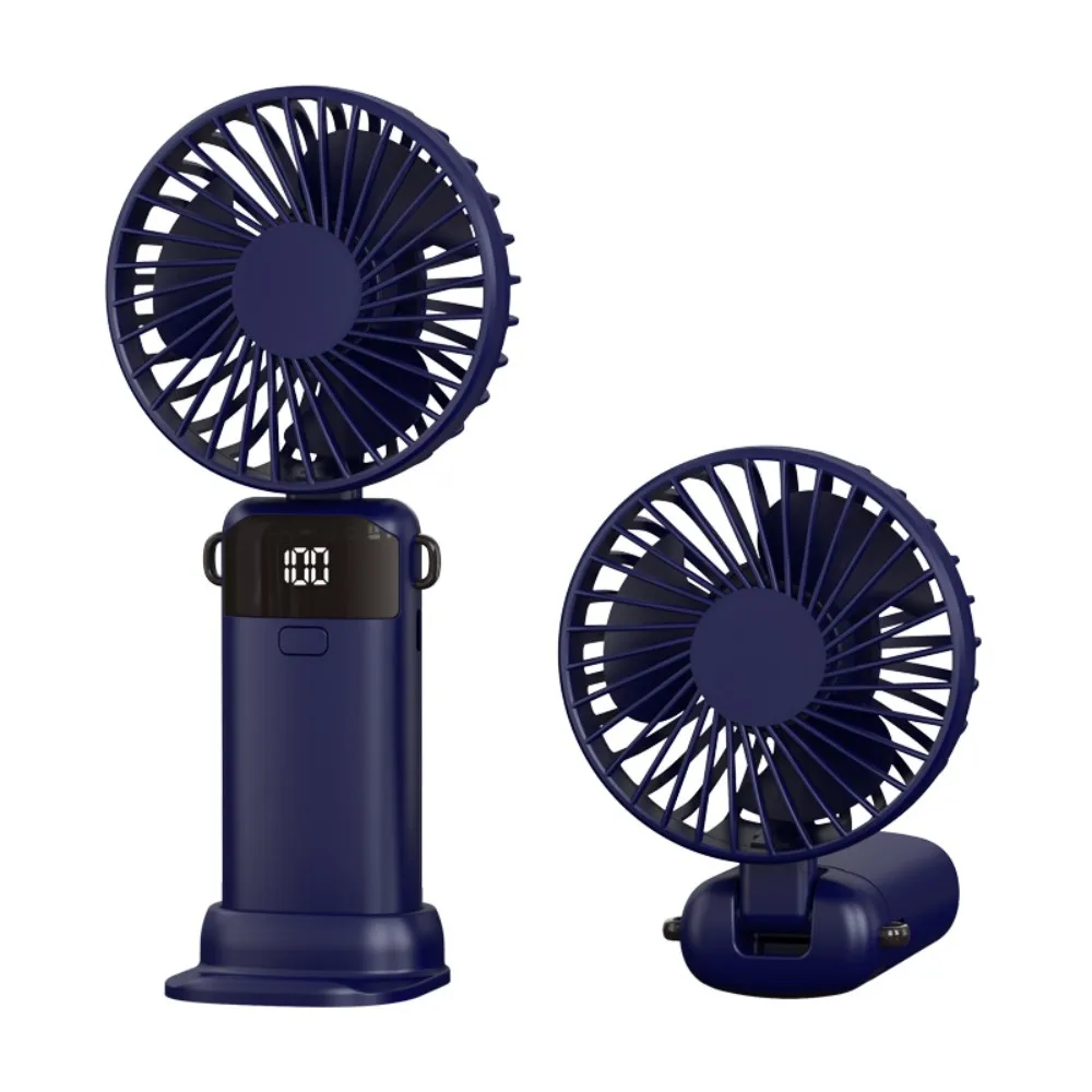 Foldable Handheld Mini Fan Portable LED Digital Display 5 Speed USB Rechargeable Fan with Phone Stand Adjustable Angle Desk Fan - Image 11