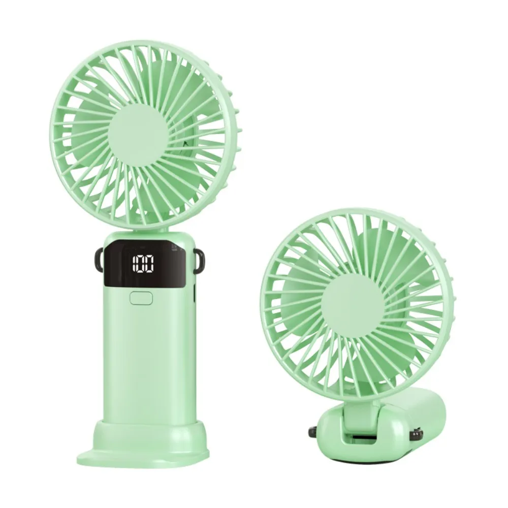 Foldable Handheld Mini Fan Portable LED Digital Display 5 Speed USB Rechargeable Fan with Phone Stand Adjustable Angle Desk Fan - Image 8