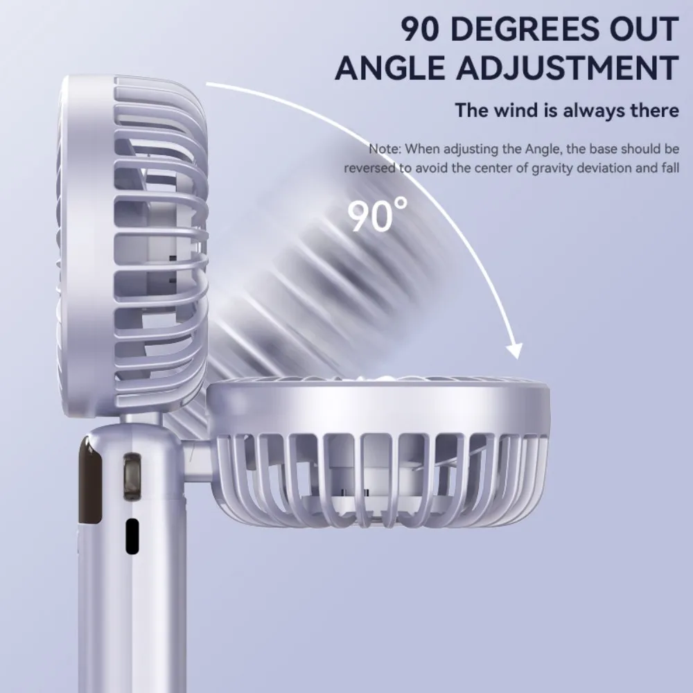 Foldable Handheld Mini Fan Portable LED Digital Display 5 Speed USB Rechargeable Fan with Phone Stand Adjustable Angle Desk Fan - Image 4