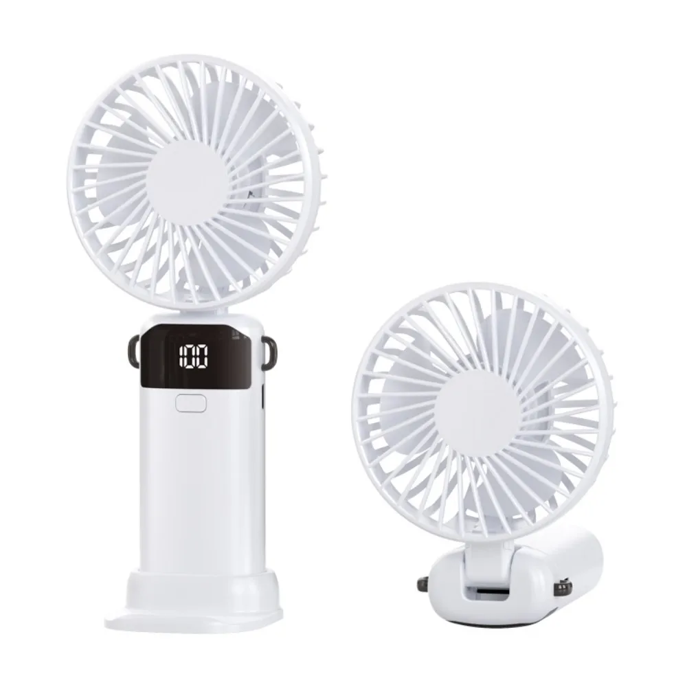 Foldable Handheld Mini Fan Portable LED Digital Display 5 Speed USB Rechargeable Fan with Phone Stand Adjustable Angle Desk Fan - Image 9