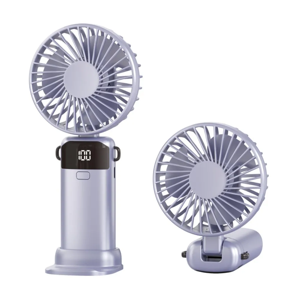 Foldable Handheld Mini Fan Portable LED Digital Display 5 Speed USB Rechargeable Fan with Phone Stand Adjustable Angle Desk Fan - Image 10