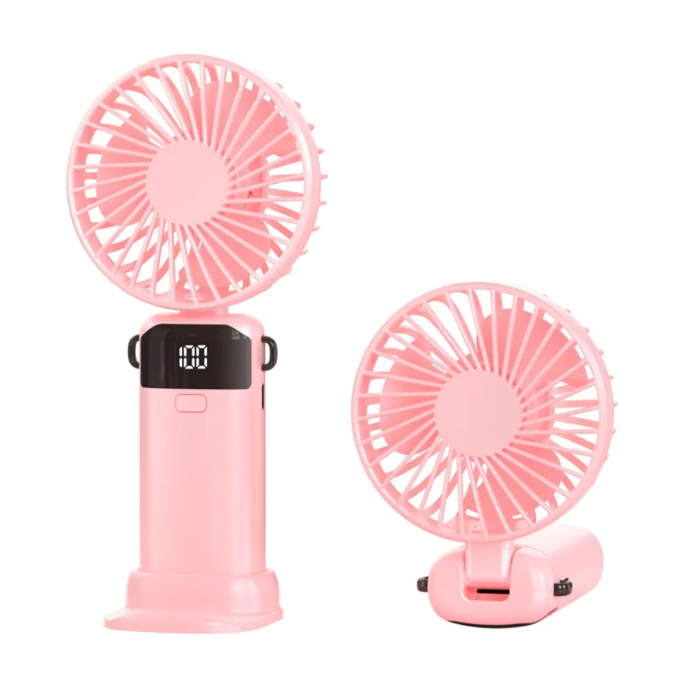 Foldable Handheld Mini Fan Portable LED Digital Display 5 Speed USB Rechargeable Fan with Phone Stand Adjustable Angle Desk Fan - Image 17