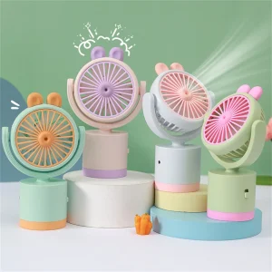 Colorful Small Electric Desktop Mini Fan Indoor And Outdoor Portable USB Rechargeable Cartoon Cute Handheld Fan