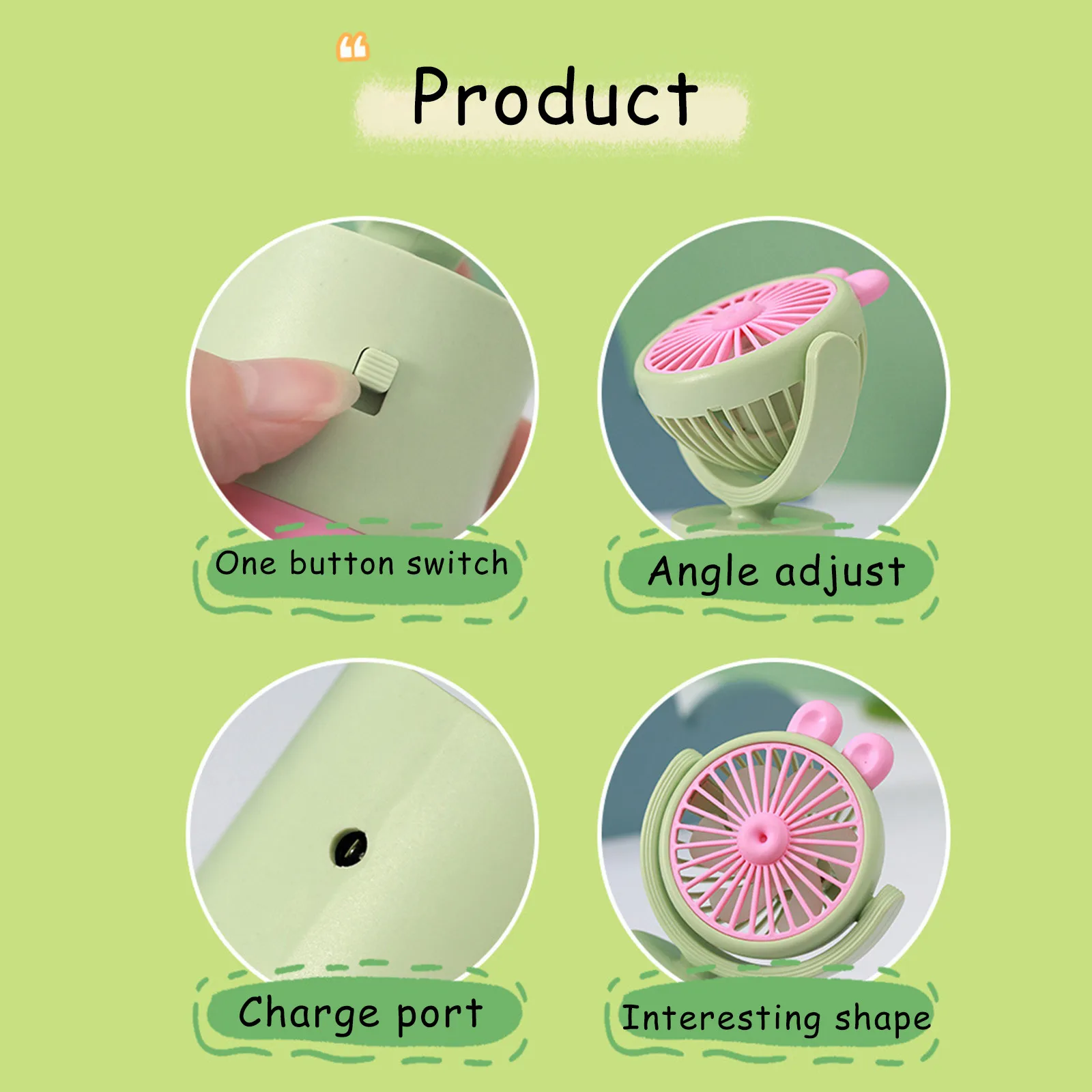 Colorful Small Electric Desktop Mini Fan Indoor And Outdoor Portable USB Rechargeable Cartoon Cute Handheld Fan - Image 5