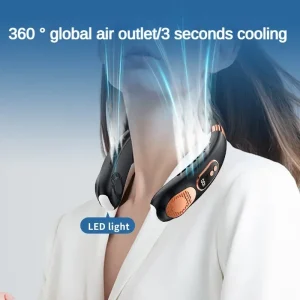 Jkuoo portable hands-free neck fan-4000mAh battery, led rechargeable, ultra-quiet, 4 adjustable speeds-perfect for office