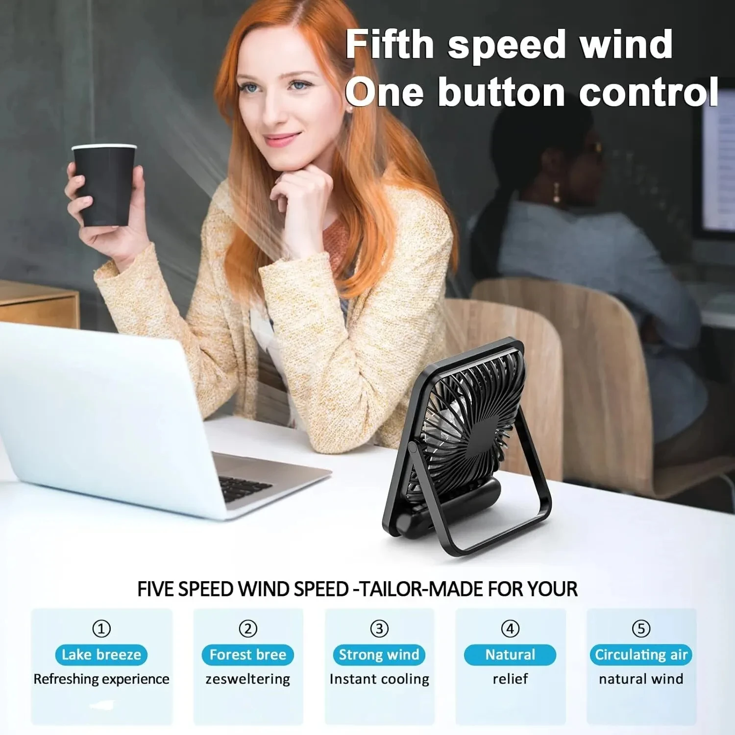 New small fan handy charging long life ultra-thin slick desktop fan Large wind super quiet folding handheld table fan - Image 2