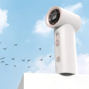 Handheld Portable Fan USB Rechargeable 100-Speed Cooling Fan HD Digital Display Mini Fan for Summer Outdoor Travel Student Dorm