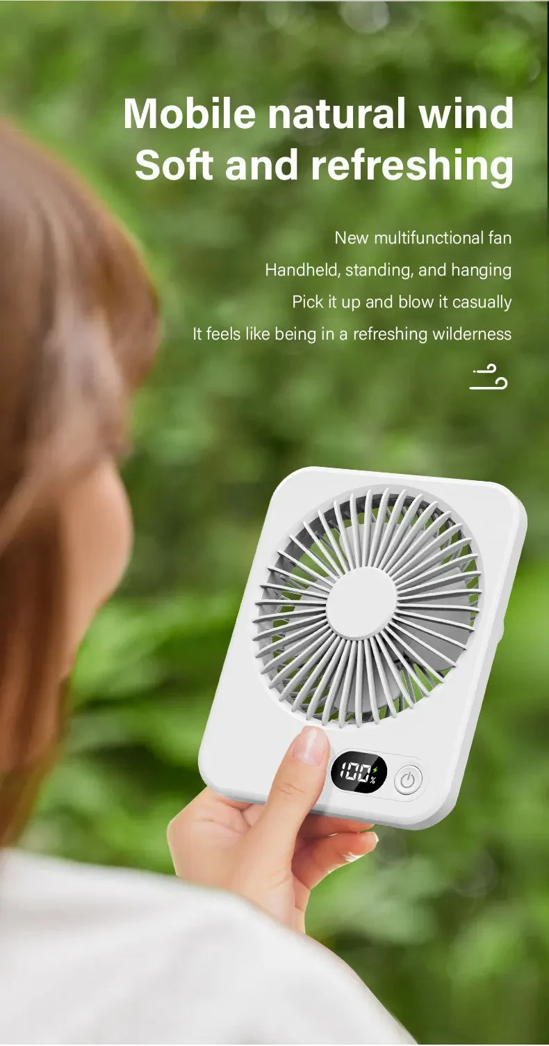 New small fan handy charging long life ultra-thin slick desktop fan Large wind super quiet folding handheld table fan - Image 4