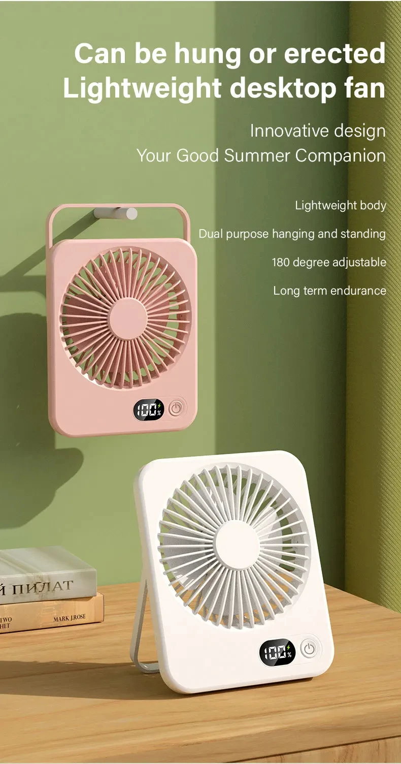 New small fan handy charging long life ultra-thin slick desktop fan Large wind super quiet folding handheld table fan - Image 3