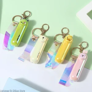 New Cute Mini Fan Kipas Portable Hand Folding Hidden Blade Switch USB Charge Battery Table Desk Cooling Hand Rope Buckle Fan
