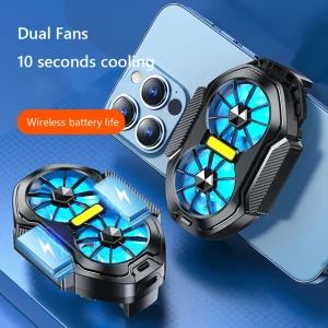 RECENT: FS01 Dual Fan Mobile Phone Cooler Plug-in/Rechargeable Cell Phone Cooling Fan Type-C with Blue Light for Android IOS PUBG Game Cooler